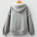 Grauer Contrast Seil-Kordelzug-Rüschen-Trim Herunterhängen-Baggy-Hoodie - Foto 5