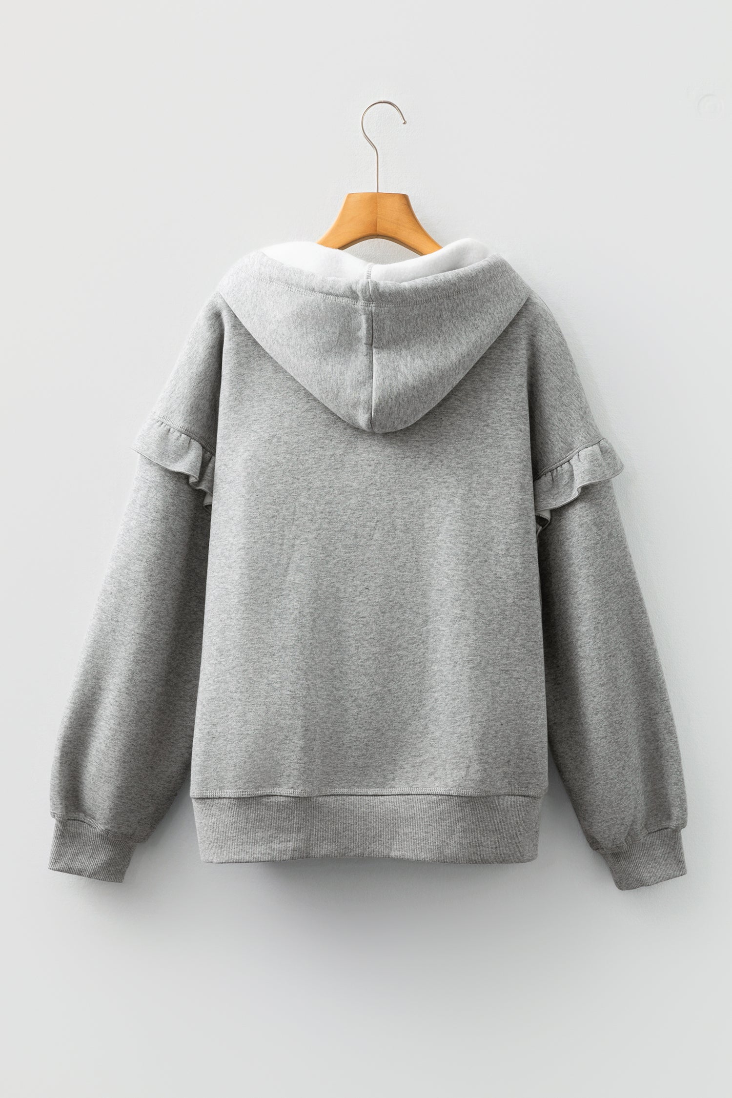 Grauer Contrast Seil-Kordelzug-Rüschen-Trim Herunterhängen-Baggy-Hoodie