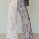 Jeans leopardo retrò multicolore a toppe contrastanti con orlo grezzo