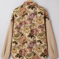 Khaki Floral Waffle Knit Patchwork Brusttaschen, geknöpfte Jacke - Foto 5