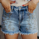 Dusk Blauw Western Embroidery Stud Spijkerstof Shorts Summer Daily Wear