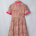 Khaki Leopard High Waist Ruffled Colorblock Trim Short Dress - Foto 5