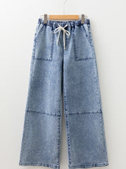 Jeans Ashleigh Blue Acid Wash Underwear Couture Élastique Taille, Corps À Corps - Damesmode Afbeelding 6 - Miniatuur