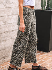 Gula leopardjeans med raka lösa ben - Miniatuur