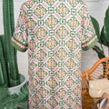 Multicolour Boho Geometric Flower Print Short Sleeve Loose Mini Dress - Foto 5