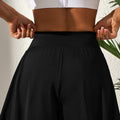 Black Solid Color High Waist Wide Leg Swim Bottom - Damesmode Afbeelding 2 - Foto 2