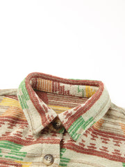 Yellow Western Aztec Print Button Flap Pocket Shacket - Miniatuur