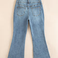 Skymningsblå 2-knapps högmidjade kantkantade bootcut-jeans - Foto 5