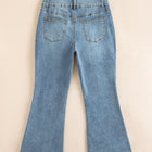 Dusk Blue 2 Button High Waist Piping Trim Bootcut Jeans - Thumbnail