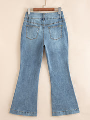 Jeans a stivali a vita alta con 2 bottoni, bordature a bordatura a bordatura - Miniatuur