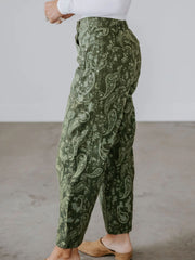 Pantalon en denim Harem imprimé paisley vert - Miniatuur