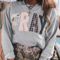 Kaffee-Floral-Buffalo-Karo-Gestreifter Patch Westernpullover Pullover - Foto 4