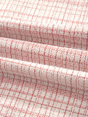 Weißes Jacquard-strukturiertes Kontrast-Trim-Kurzärmel-Quasten-Krawatten-Shift-Kleid - Miniatuur