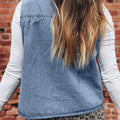 Myosotis Denim plissiertes Patchwork-Ärmelloses Oberteil - Foto 2