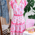 Lila gestufte Rüschen ärmelloses Sommer-Blumenkleid - Foto 6