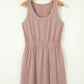 Smoke Gray Mineral Wash U Neck Elastic Waist Sleeveless Mini Dress - Foto 5