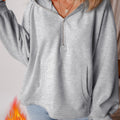 Aruba Blue Fleece Lined Half Zipper Kangaroo Pockets Loose Hoodie - Damesmode Afbeelding 4 - Foto 4