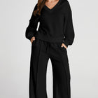 Black V Neck Cropped Seamed High Waist Sports Wear - Damesmode Afbeelding 5 - Thumbnail