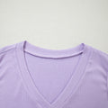 Purple Ribbed V Neck Tank Floral Contrast Patchwork Long Dress - Foto 5
