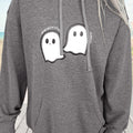 Felpa Ghost Stampata Halloween Grigio Scuro Spalancata Oversize - Foto 1