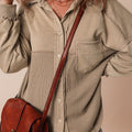 Goat Mineral Wash strukturiertes Patchwork locker sitzendes Shacket - Foto 5