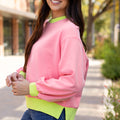 Blue Colorblock Bubble Sleeve Sweatshirt - Damesmode Afbeelding 6 - Foto 6