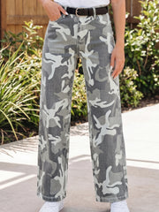 Jeans Shift en Coton Moulant Motif Camo vert - Miniatuur