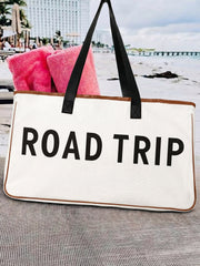 Weiße Canvas-Roadtrip-Tasche 50x15x30cm Sommerreise-Handtasche - Miniatuur