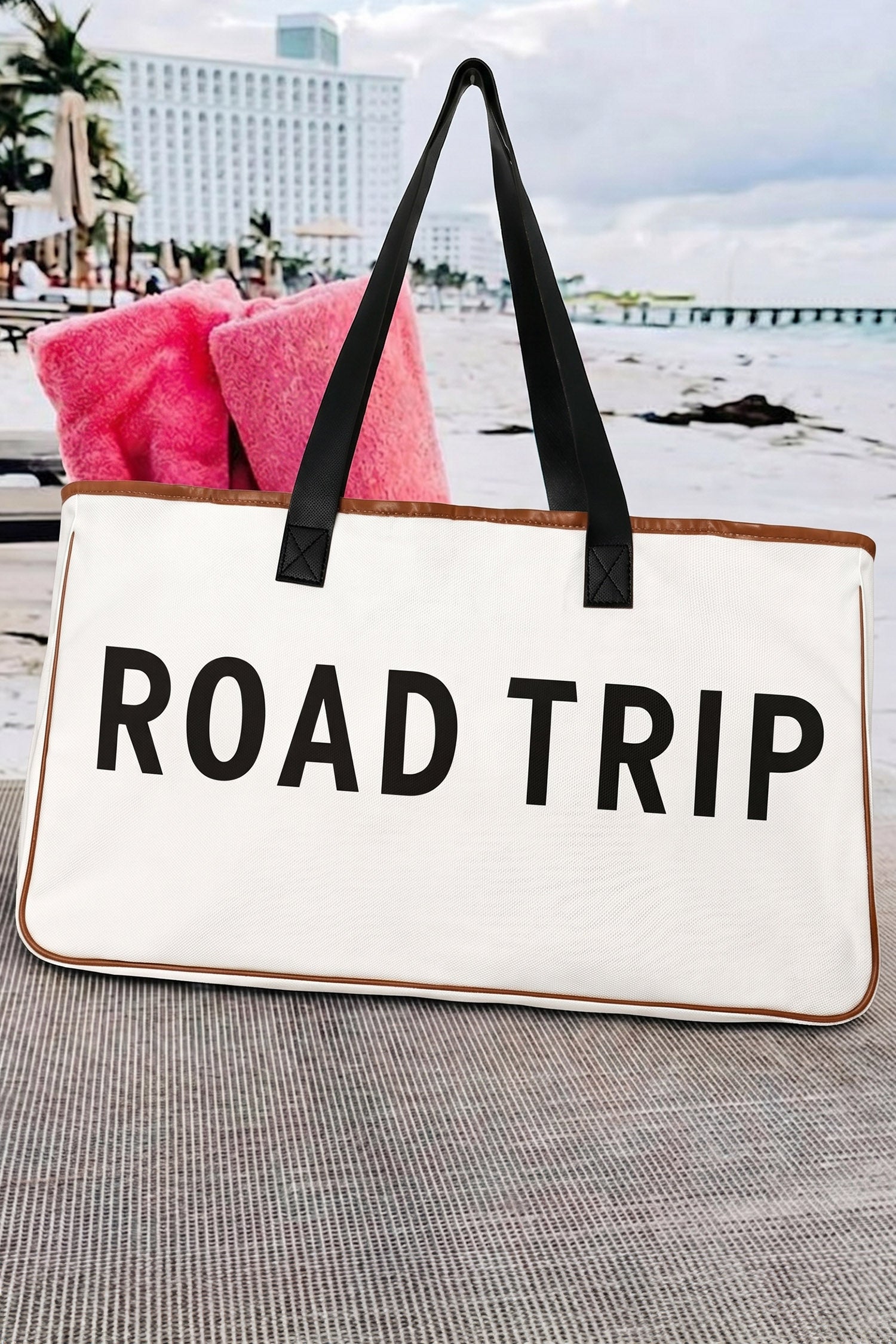 Weiße Canvas-Roadtrip-Tasche 50x15x30cm Sommerreise-Handtasche