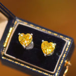 2 Carat Yellow Heart Moissanite Platinum-Plated Earrings | Redblad 18K Solid Gold & Certified Diamond Earrings