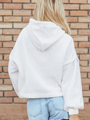 Weißer Sherpa-Fleece-Hoodie mit Senkrecht - Miniatuur