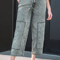 Pantalon en jean à cravate gris acid wash - Foto 1
