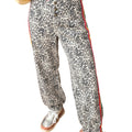 Brown Leopard Print Rainbow Striped Detail Buttoned Loose Jogger Jeans - Damesmode Afbeelding 5 - Foto 5