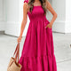 Rood Plaid Square Neck Fit-and-flarood Vacation Sundress