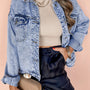 Beau Blue Vintagetvättad fickficka Jeansjacka