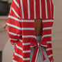 Racing Red Striped Bow Tie Hollowed Back 7/8 Sleeve Casual T-Shirt