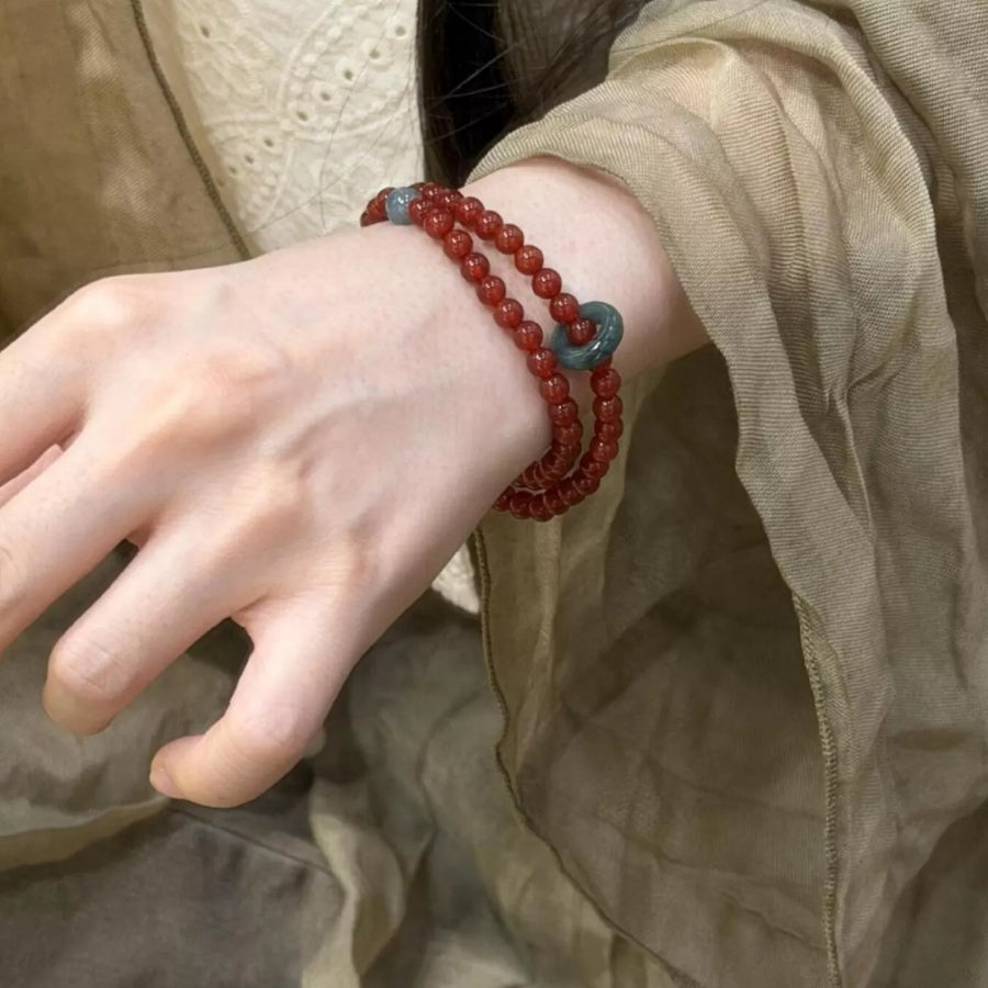 Double Layered Agate Beaded Bracelet | Redblad 18K Solid Gold & Certified Diamond Bracelets