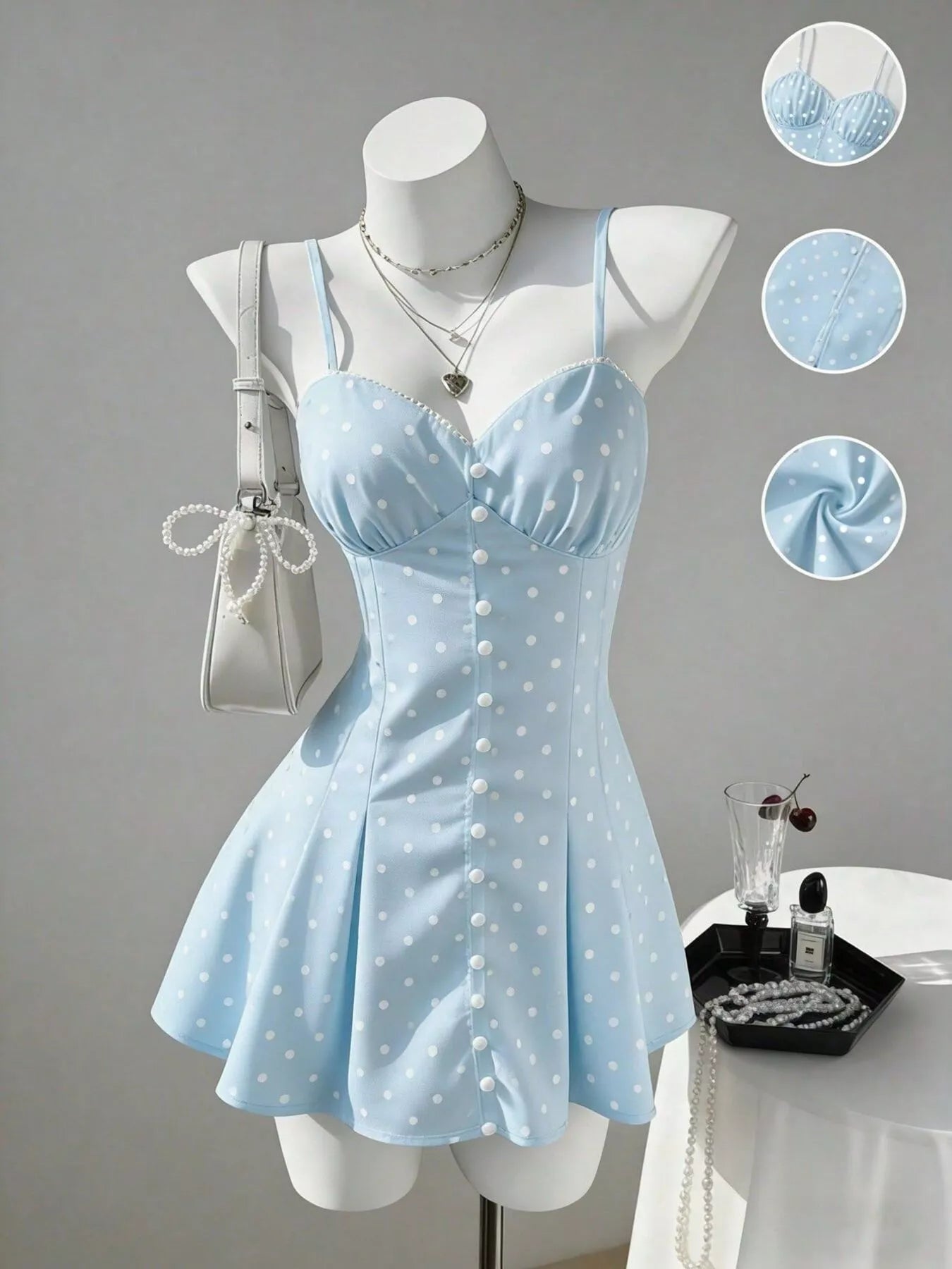 Polka Dot Spaghetti Strap Mini Dress - Luxe Damesmode & Kleding Collectie | Redblad Nederland