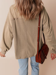 Goat Mineral Wash Textured Patchwork Loose Fit Shacket - Miniatuur
