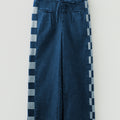 Sail Blue Checkered Side Panel Patchwork Drawstring Loose Denim Pants - Foto 5
