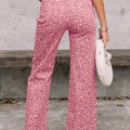 Brown Leopard Frayed Edge Wide Leg High Waist Jeans - Damesmode Afbeelding 5 - Foto 5