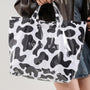 White Cow Spots Print Travel Tote Bag