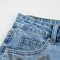 Dusk Blue Western Embroidery Stud Denim Shorts Summer Daily Wear - Foto 6
