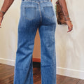 Coffee High Waist Button Fly Seamed Raw Hem Flare Jeans - Foto 5