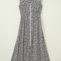 Beige Leopard Zip Front V Neck Cinched Waist Sleeveless Maxi Dress - Damesmode Afbeelding 5 - Foto 5