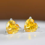2 Carat Yellow Heart Moissanite Platinum-Plated Earrings | Redblad 18K Solid Gold & Certified Diamond Earrings