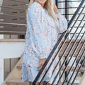 Brown Floral Print Tie Neck 3/4 Sleeve Mini Dress - Damesmode Afbeelding 5 - Foto 5