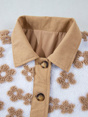 Chaqueta de forro polar beige francés claro con un patrón floral adorable - Miniatuur
