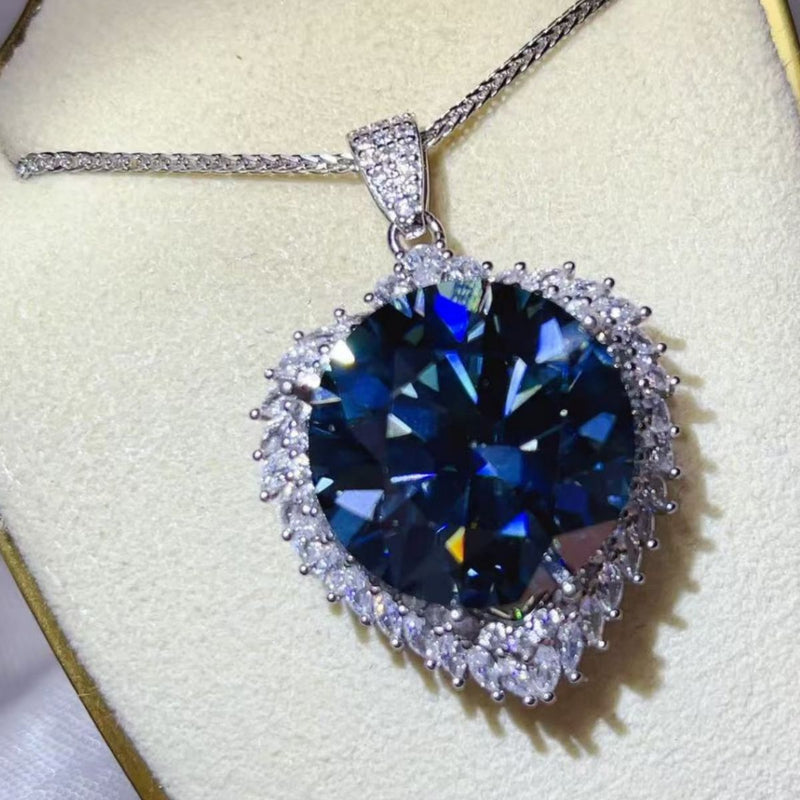 20 Carat Moissanite 925 Sterling Silver Pendant Necklace | Redblad 18K Solid Gold & Certified Natural Diamond Fine Jewelry