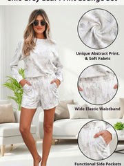 Pull beige à motif camouflage en érable et short décontracté taille élastique - Damesmode Afbeelding 3 - Miniatuur